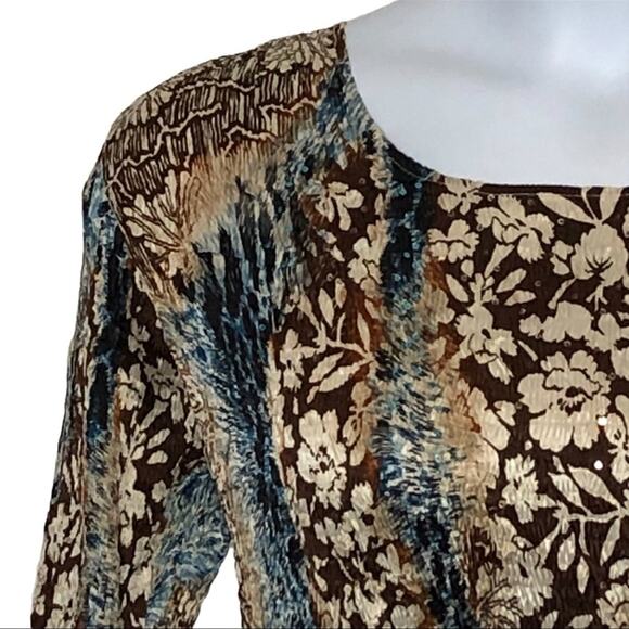 Vintage Alberto Makali Y2K Abstract Crinkle Scoop Neck Blouse Size Small - Picture 6 of 15